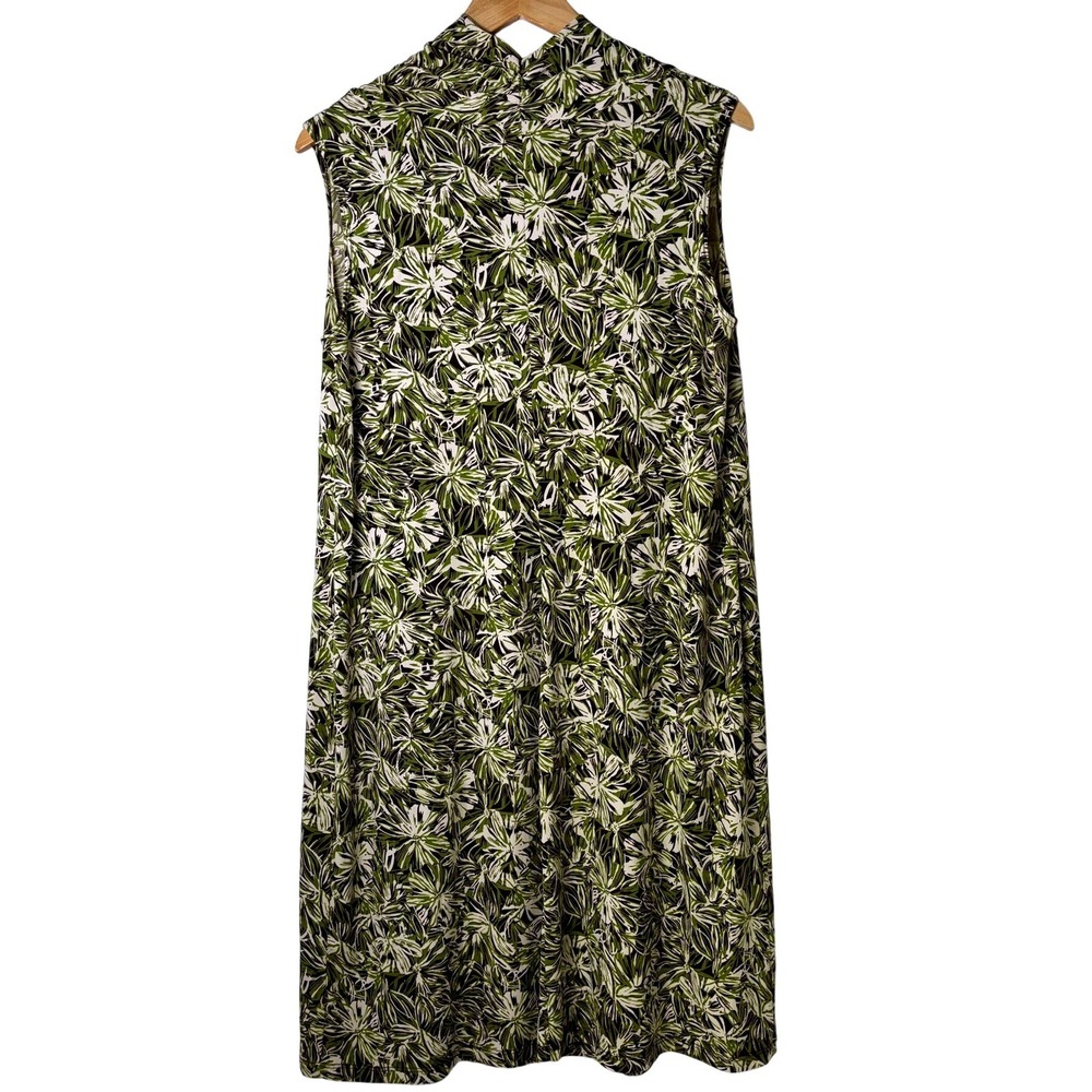 Avenue Faux‎ Wrap Midi Dress Womens 14/16 Green Floral Tropical Sleeveless - Picture 3 of 8